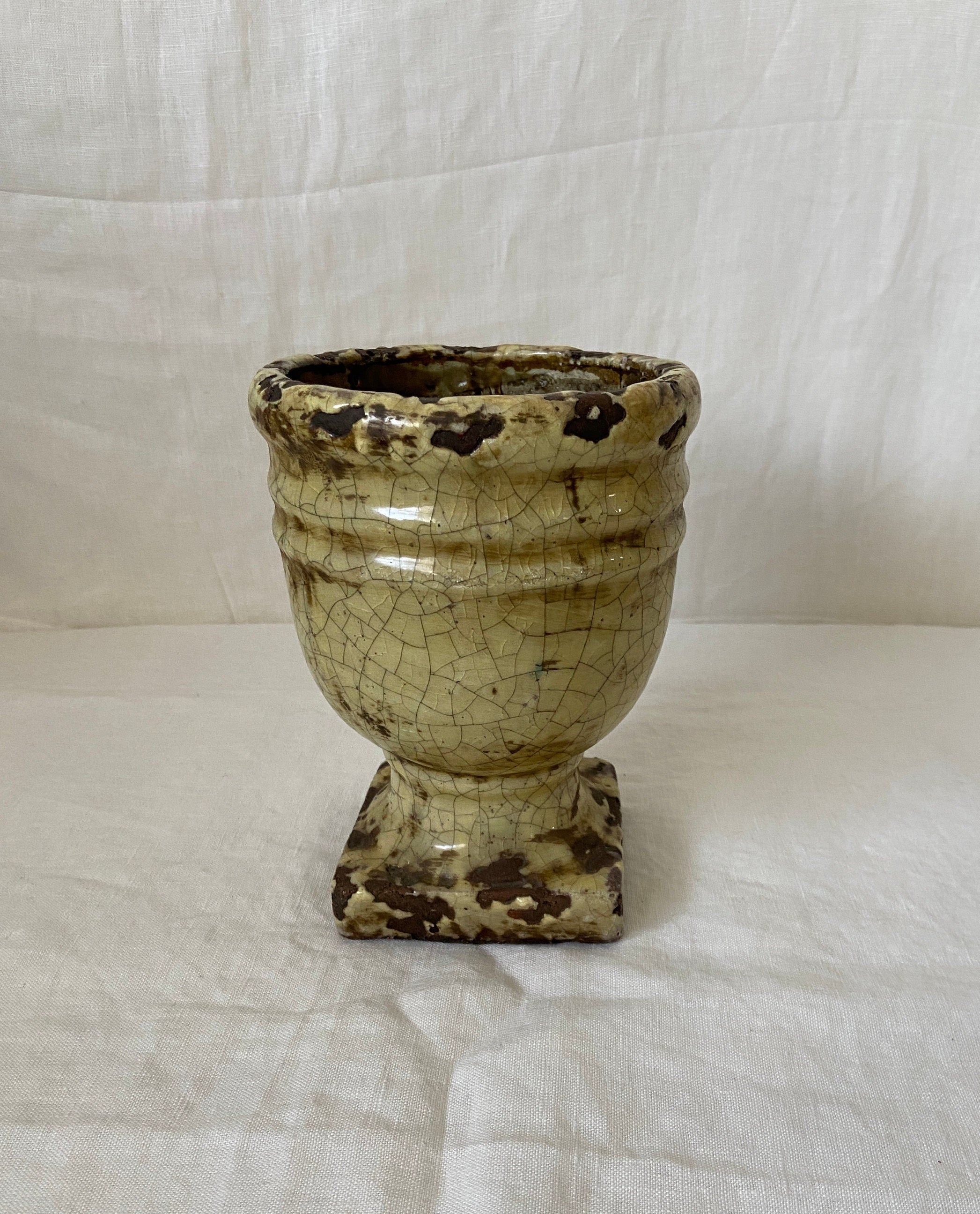 Green/Yellow Crackle Planter