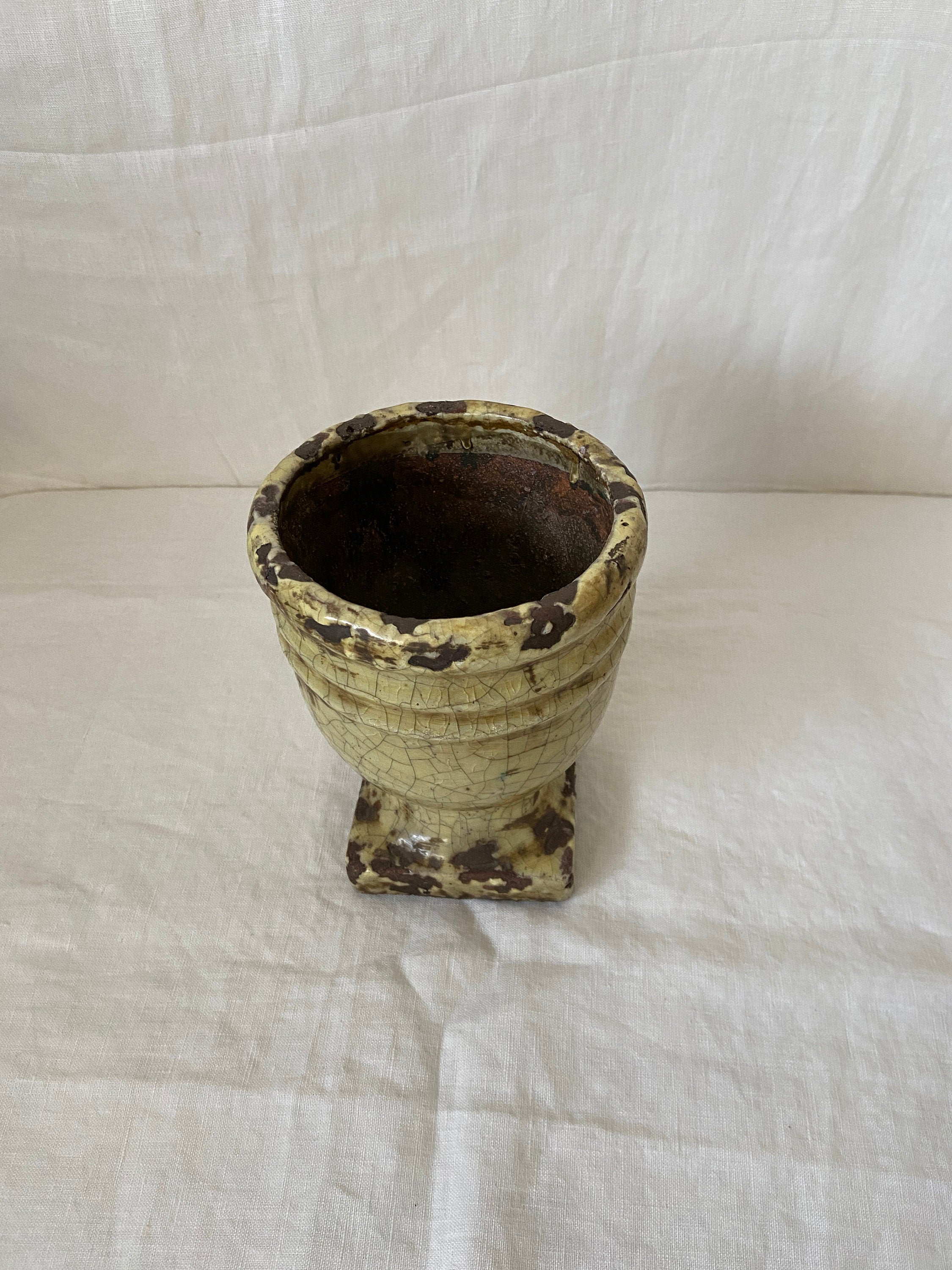 Green/Yellow Crackle Planter