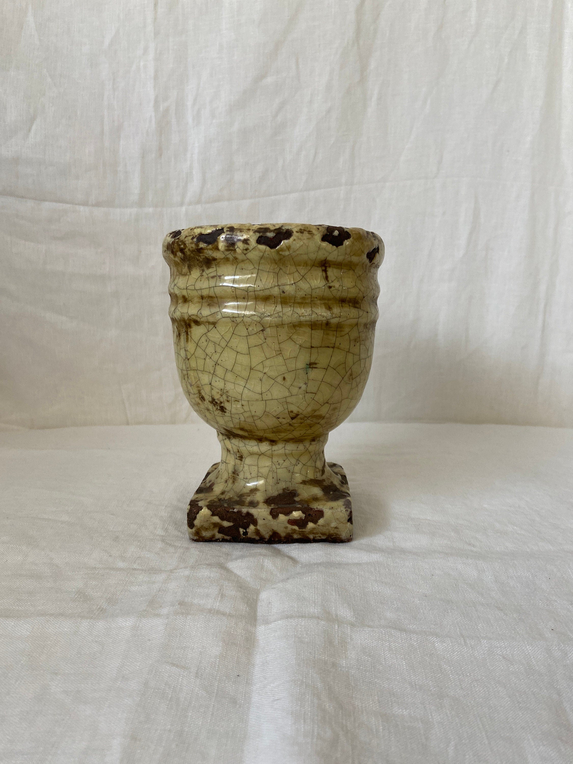 Green/Yellow Crackle Planter