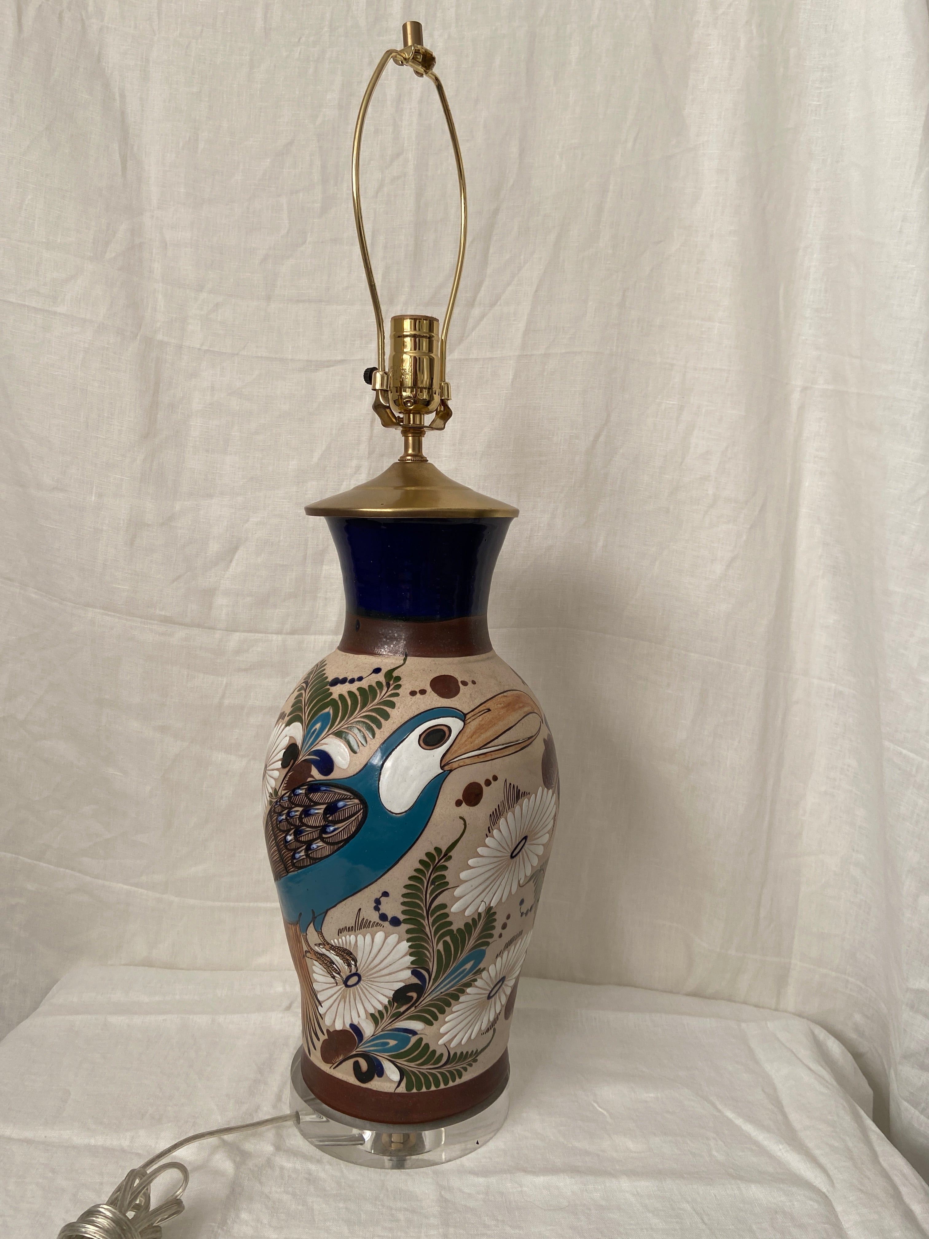 21st Century Mexican Pottery Lamp, Signed