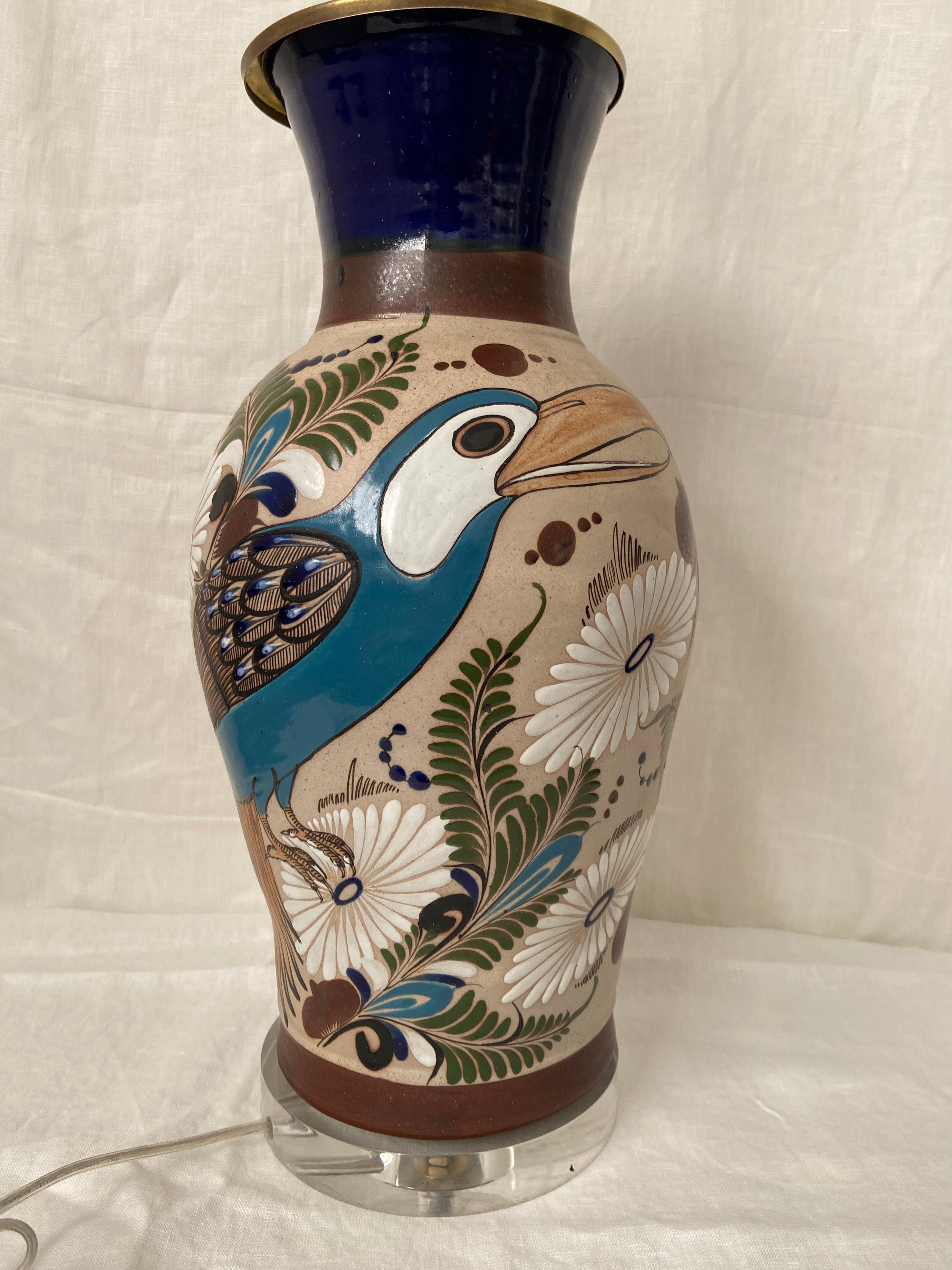 21st Century Mexican Pottery Lamp, Signed