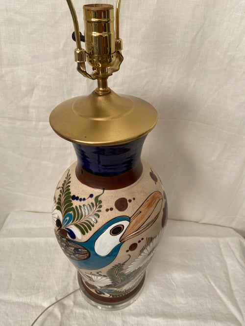 21st Century Mexican Pottery Lamp, Signed