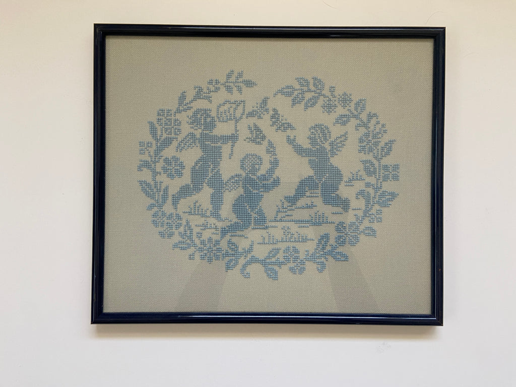Framed Cherub Needlepoint