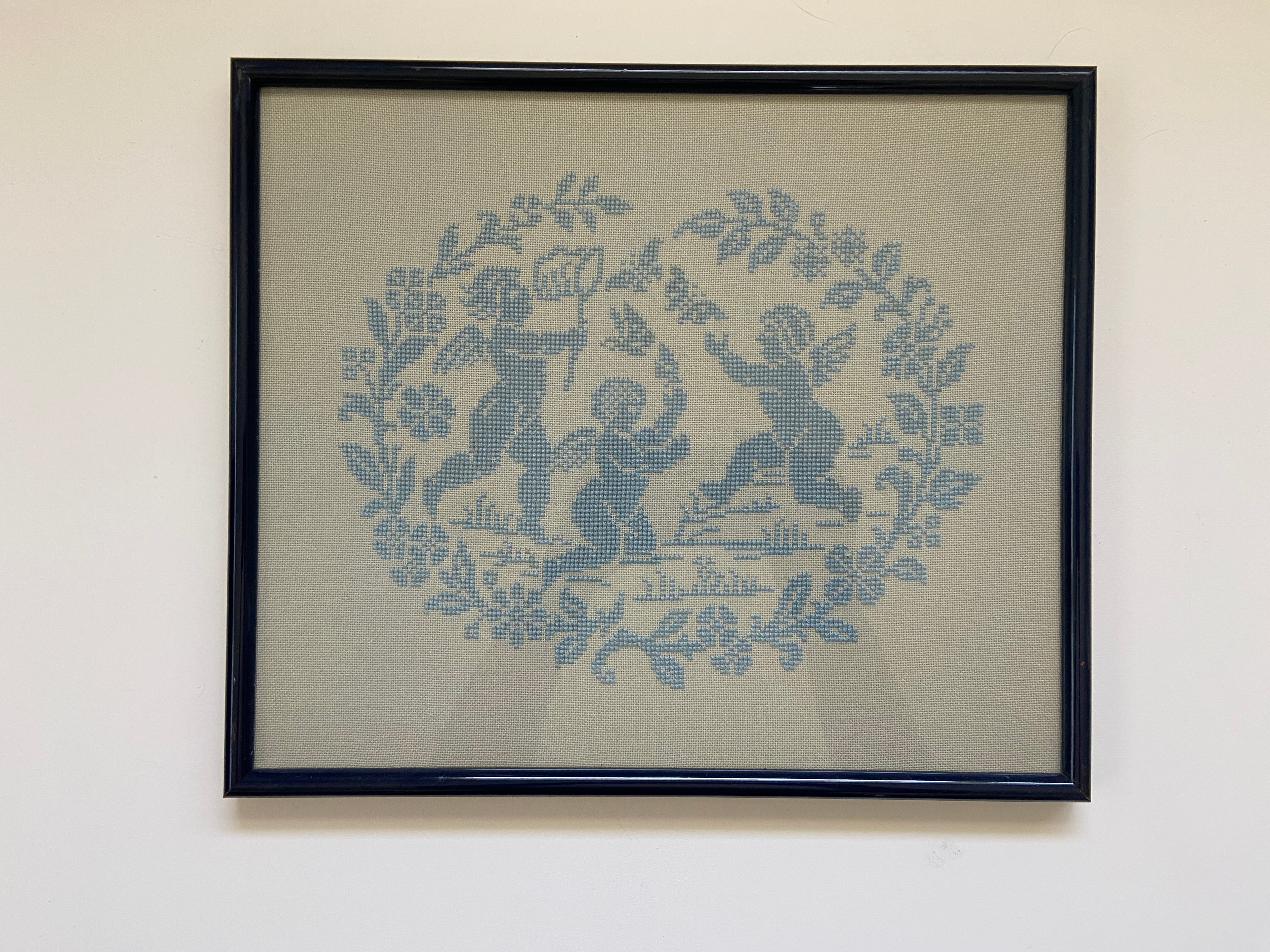 Framed Cherub Needlepoint