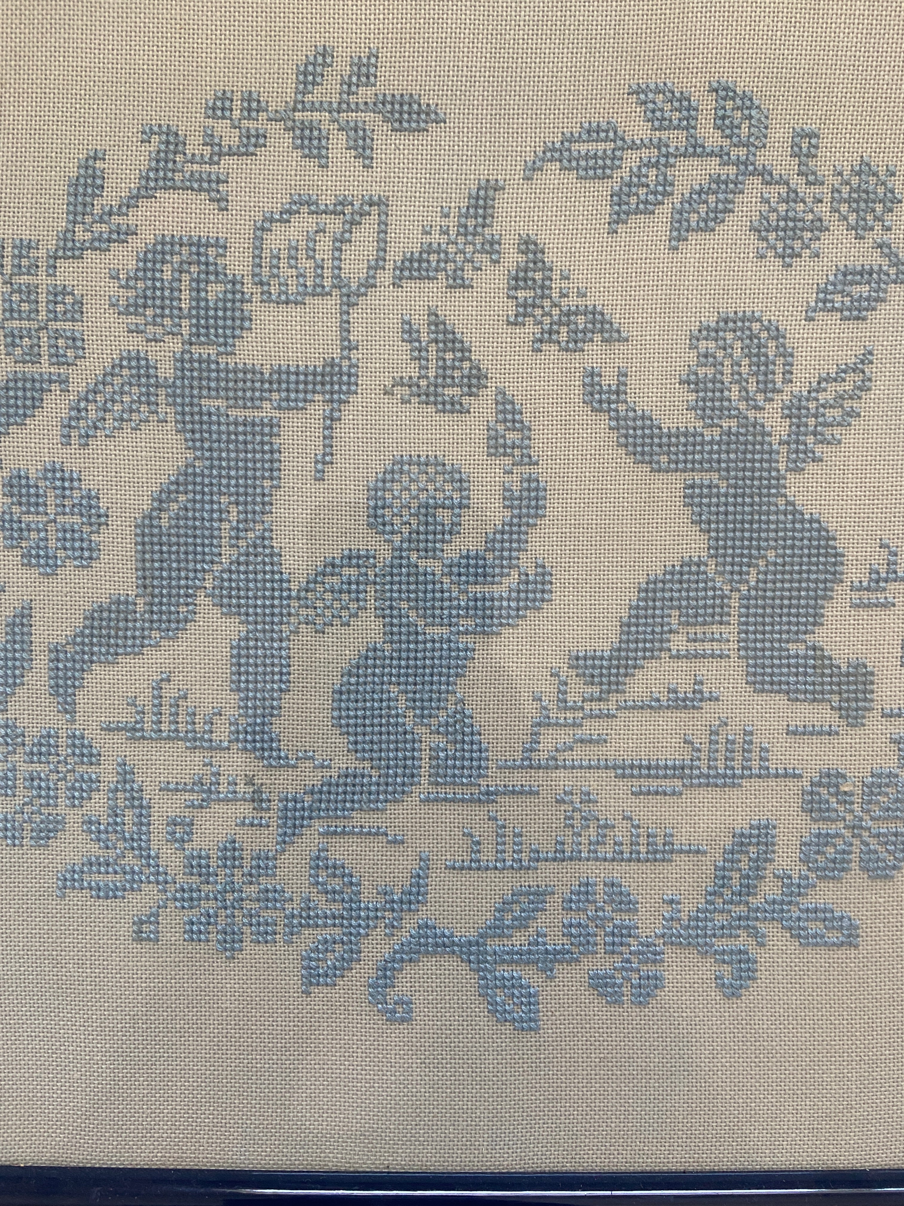 Framed Cherub Needlepoint