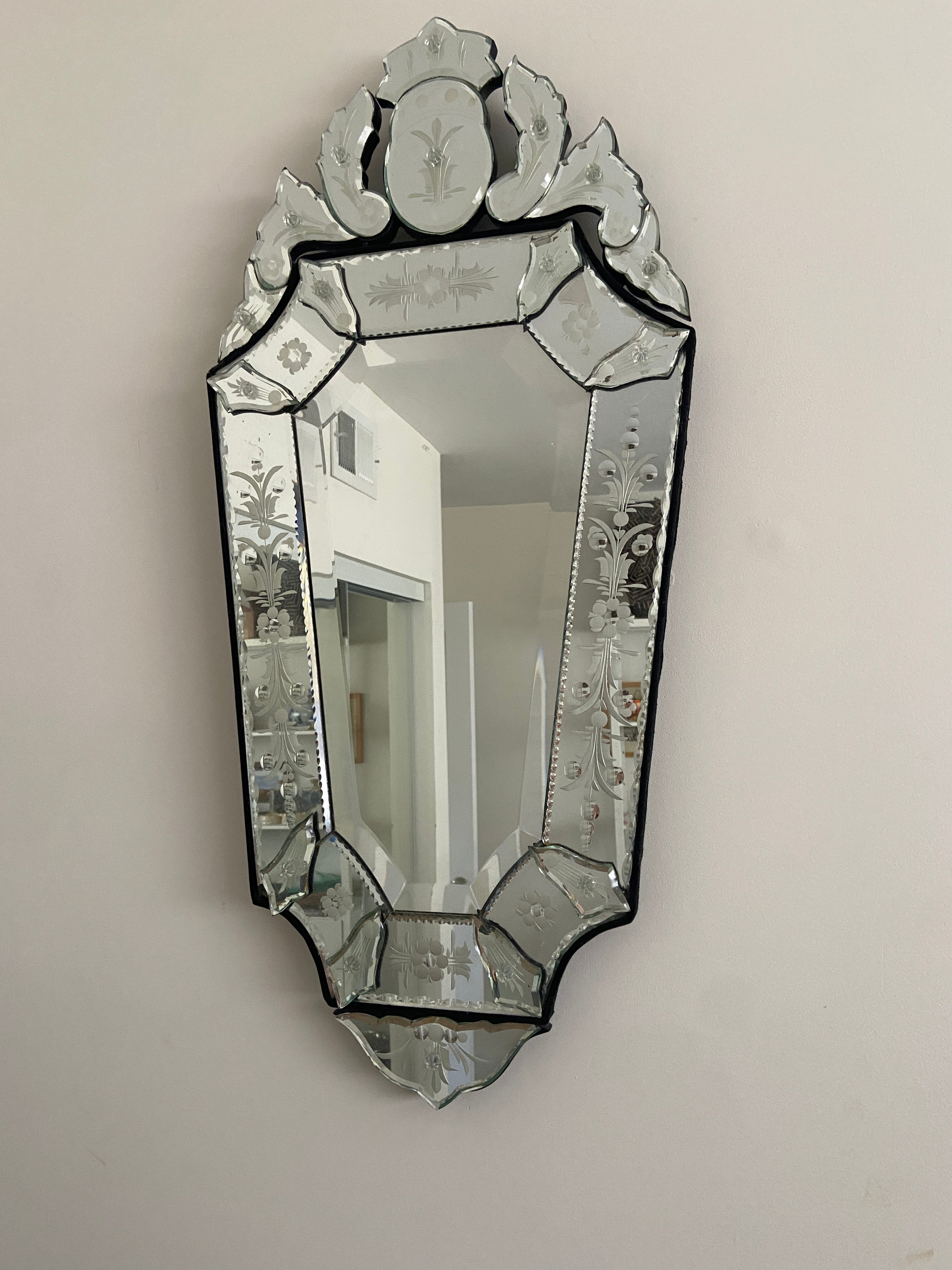A Pair of Venetian-Style Etched Glass Mirrors