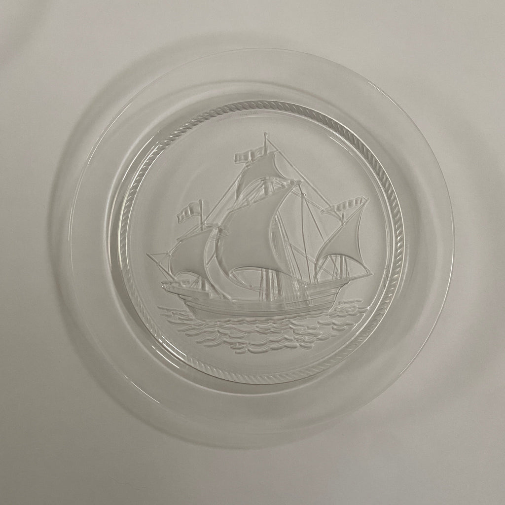 Lalique Frosted Glass Sailing Ship Plates – Set of 2