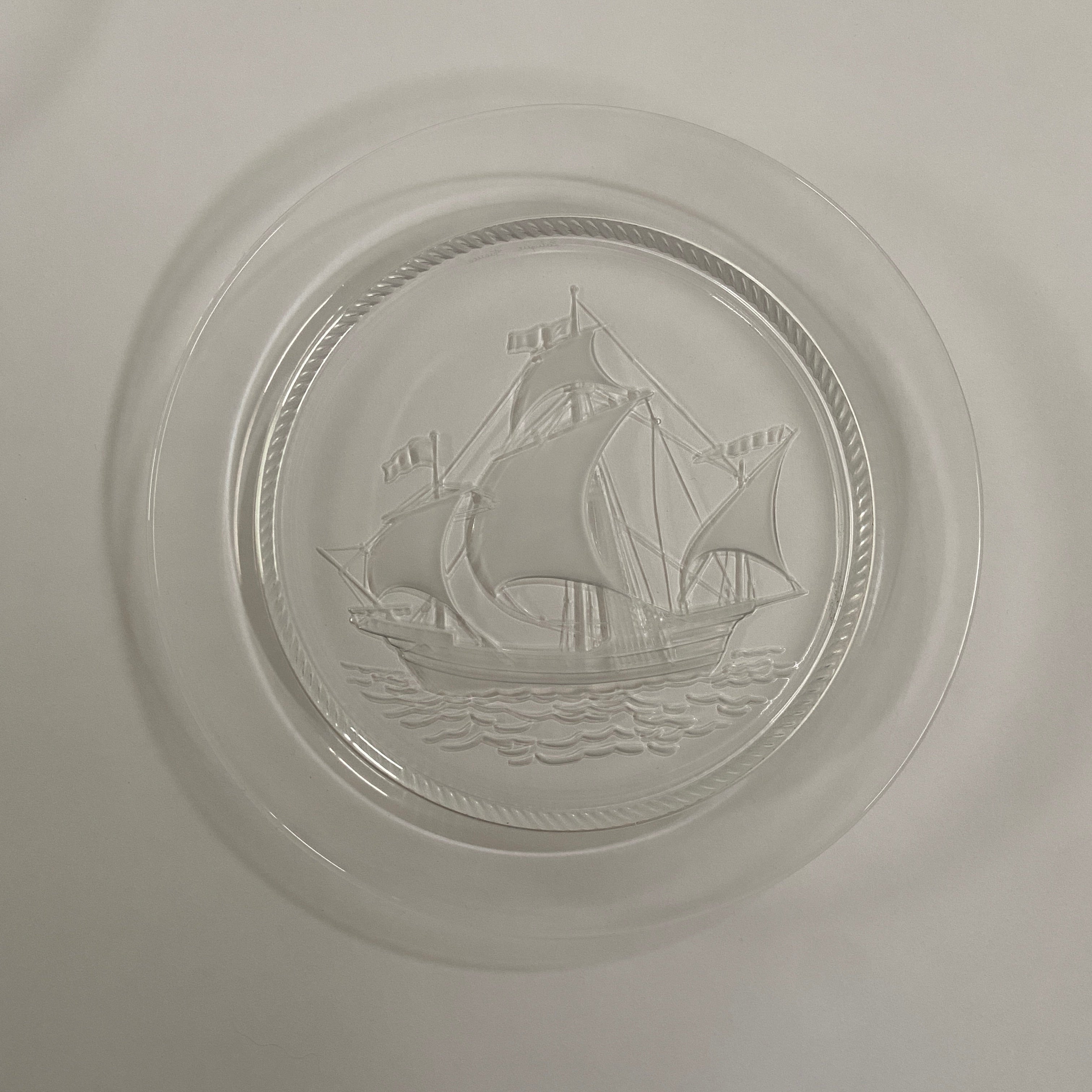 Lalique Frosted Glass Sailing Ship Plates – Set of 2