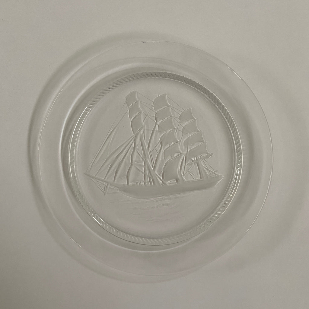 Lalique Frosted Glass Sailing Ship Plates – Set of 2