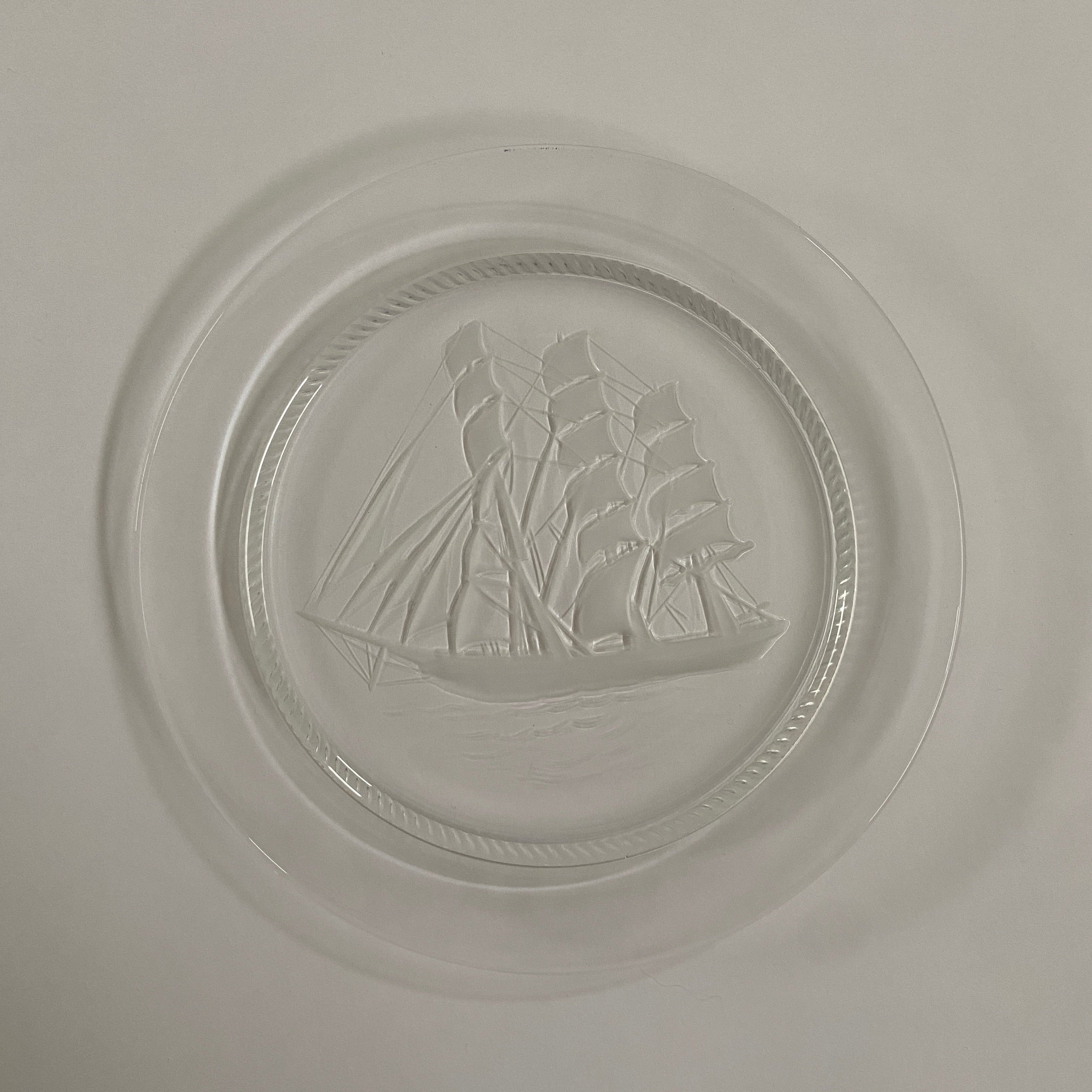 Lalique Frosted Glass Sailing Ship Plates – Set of 2