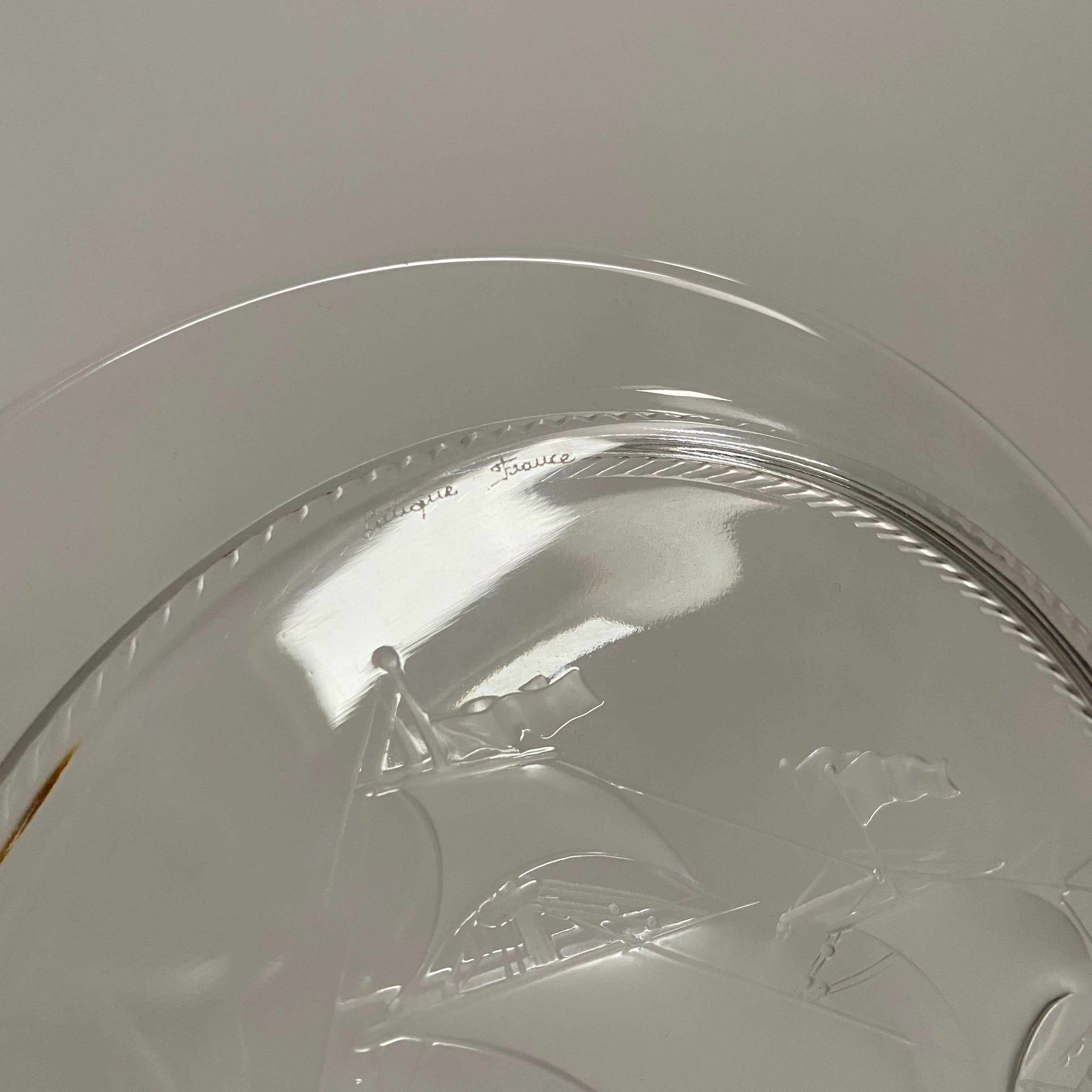 Lalique Frosted Glass Sailing Ship Plates – Set of 2