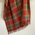 Plaid Wool Throw Blanket with Fringe