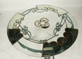 Verdigris, Glass + Mirrored Side Table With Gold Accents