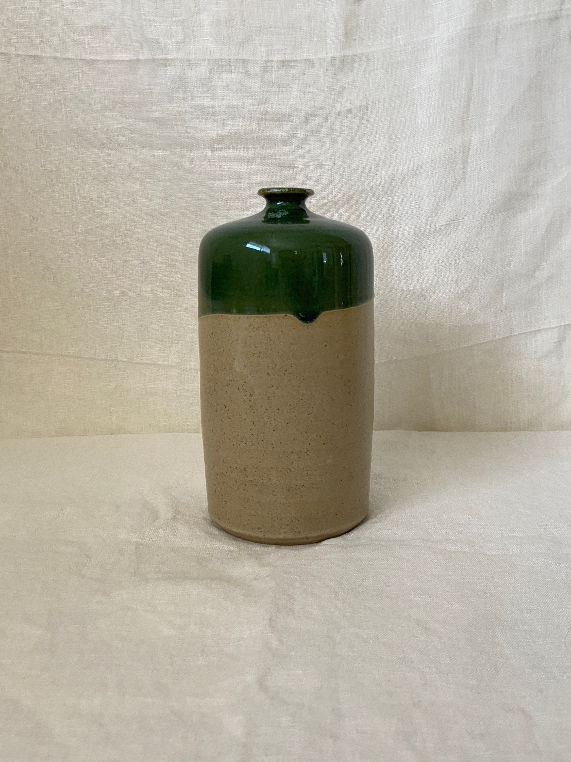 Late 20th Century Toyo Japan Green Dipped Ceramic Jug