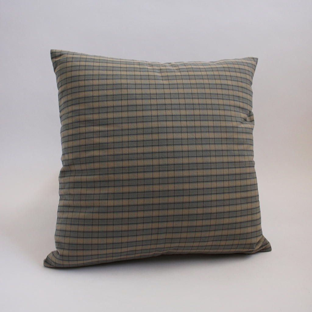 Blue and Oatmeal Check Pillow Cover