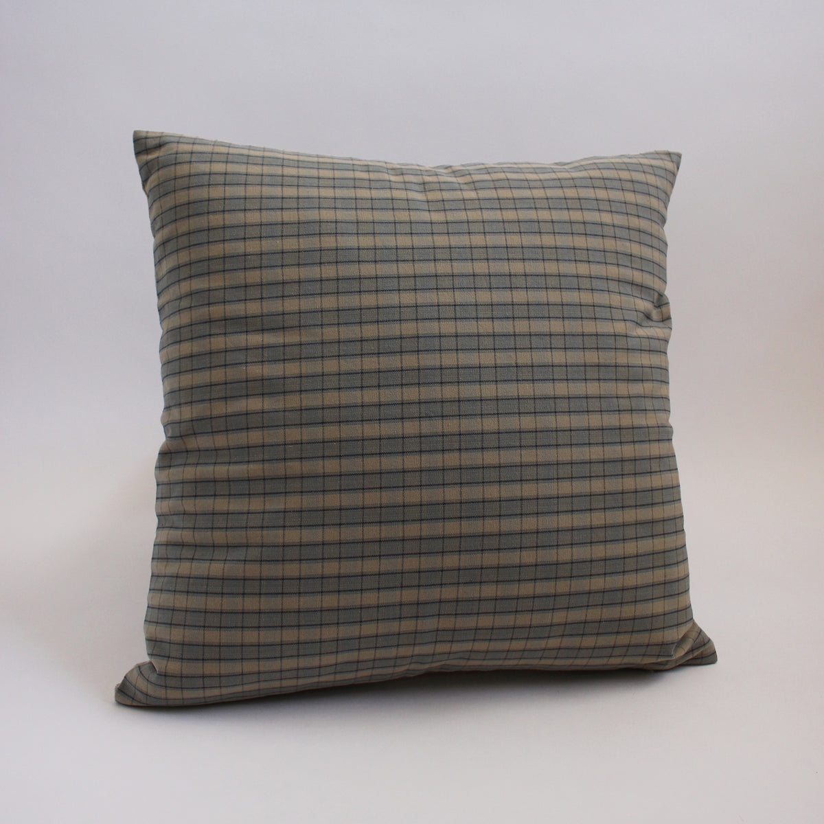 Blue and Oatmeal Check Pillow Cover