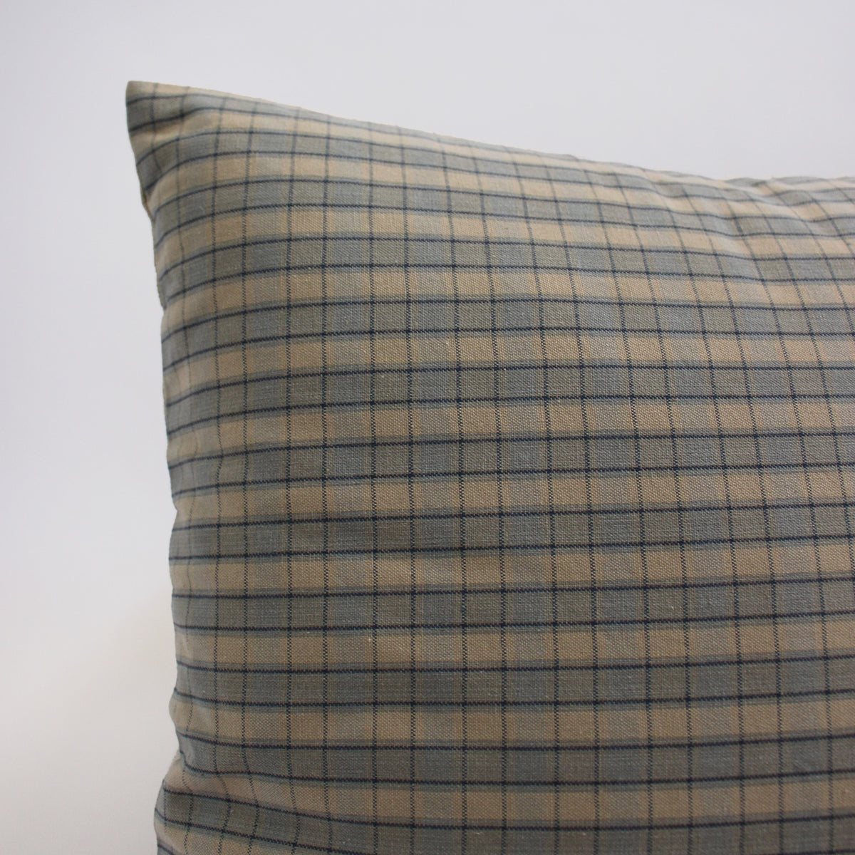 Blue and Oatmeal Check Pillow Cover