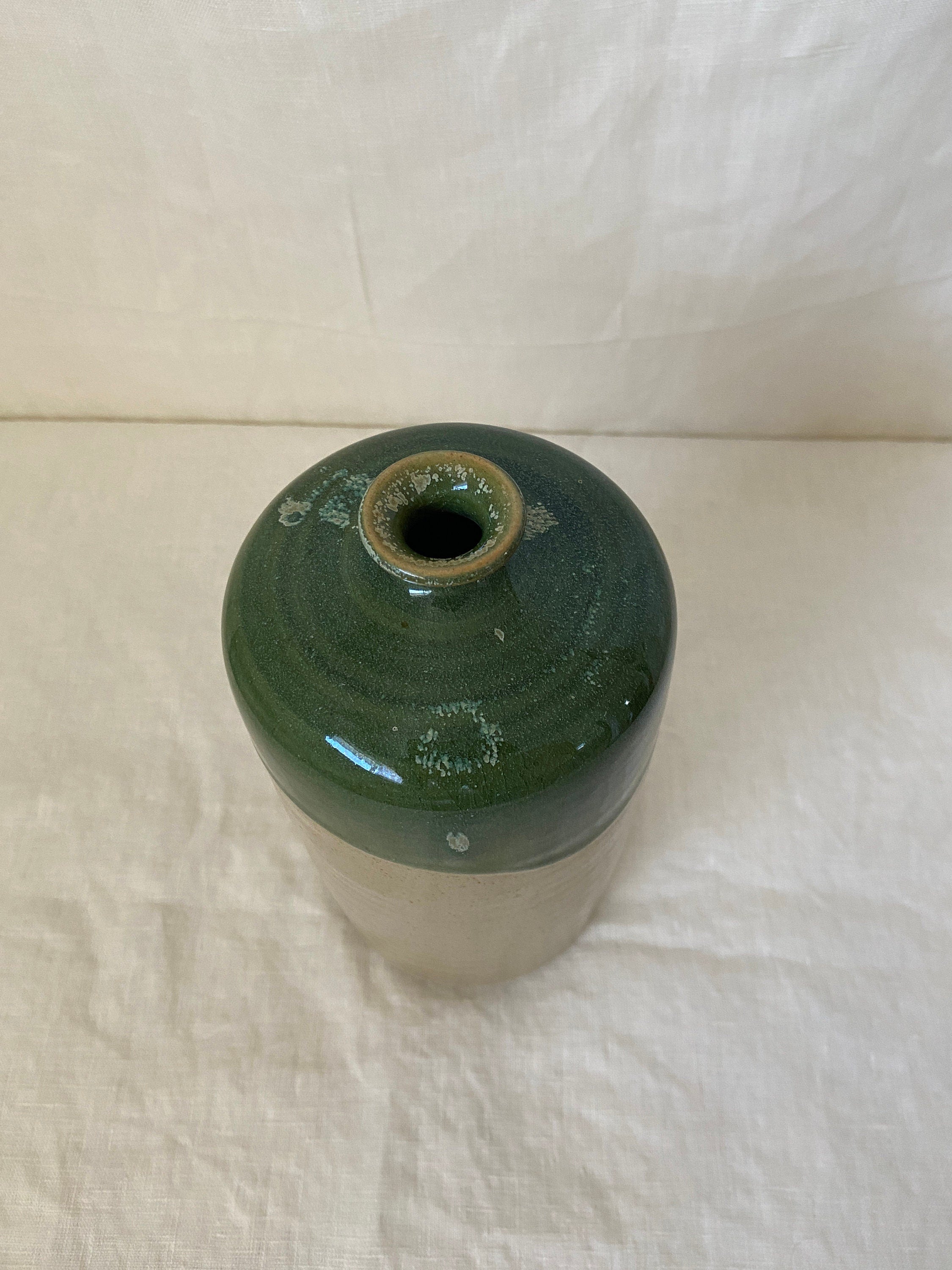 Late 20th Century Toyo Japan Green Dipped Ceramic Jug