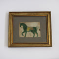 Antique Watercolor of a Green Horse