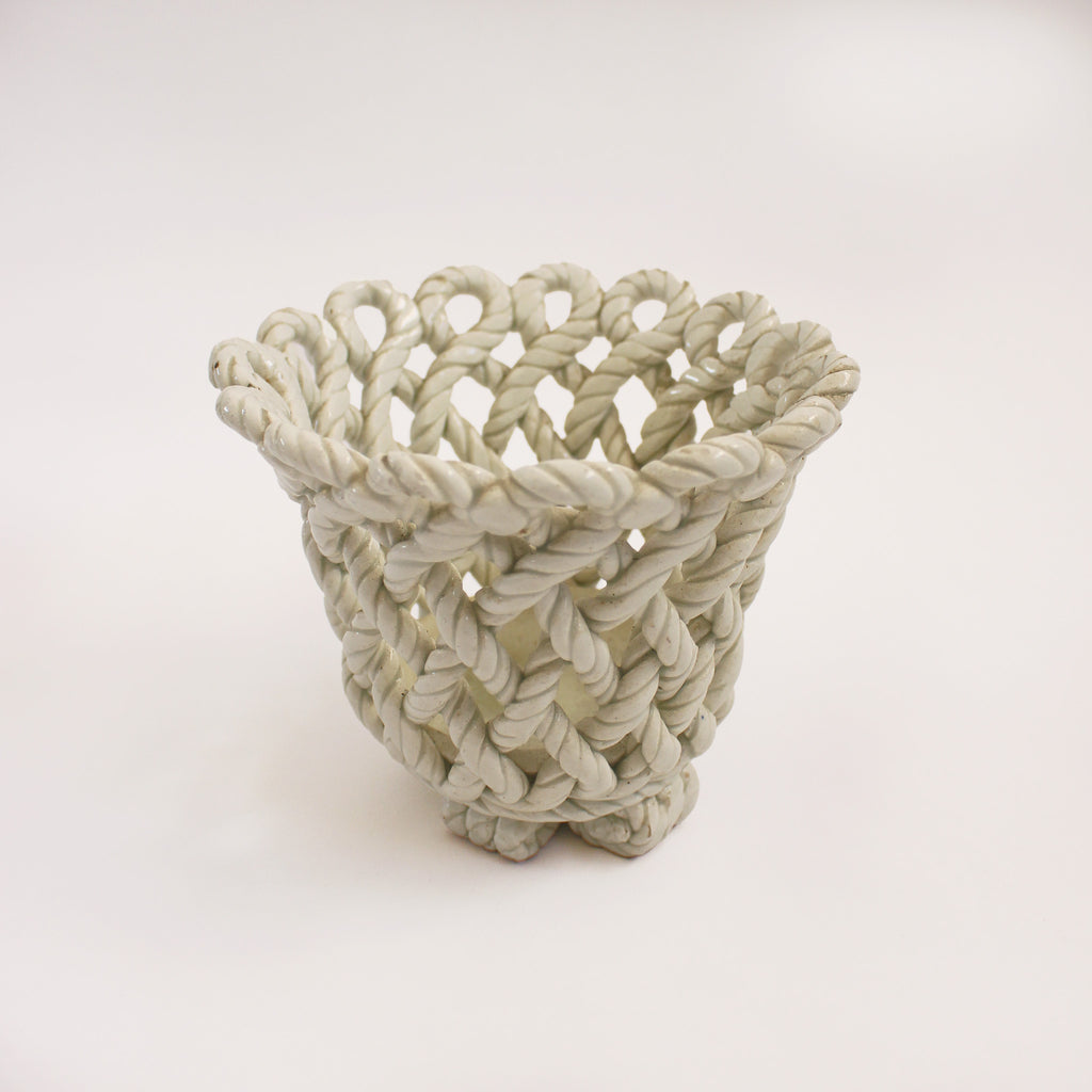 White Twisted Rope Planter