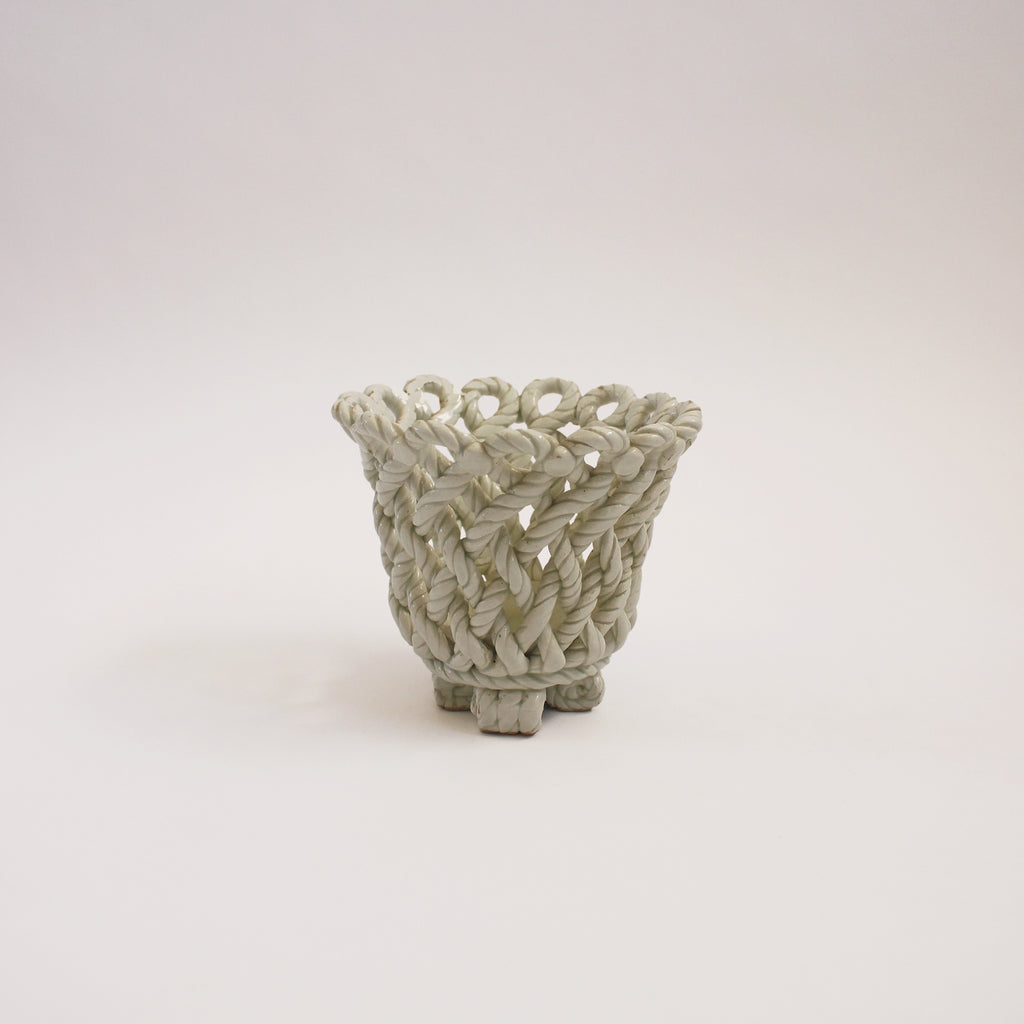 White Twisted Rope Planter