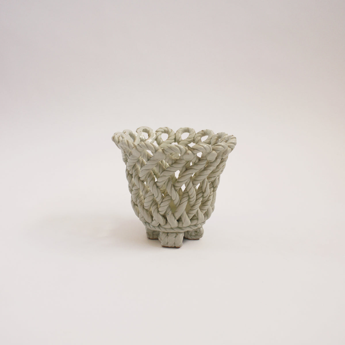 White Twisted Rope Planter
